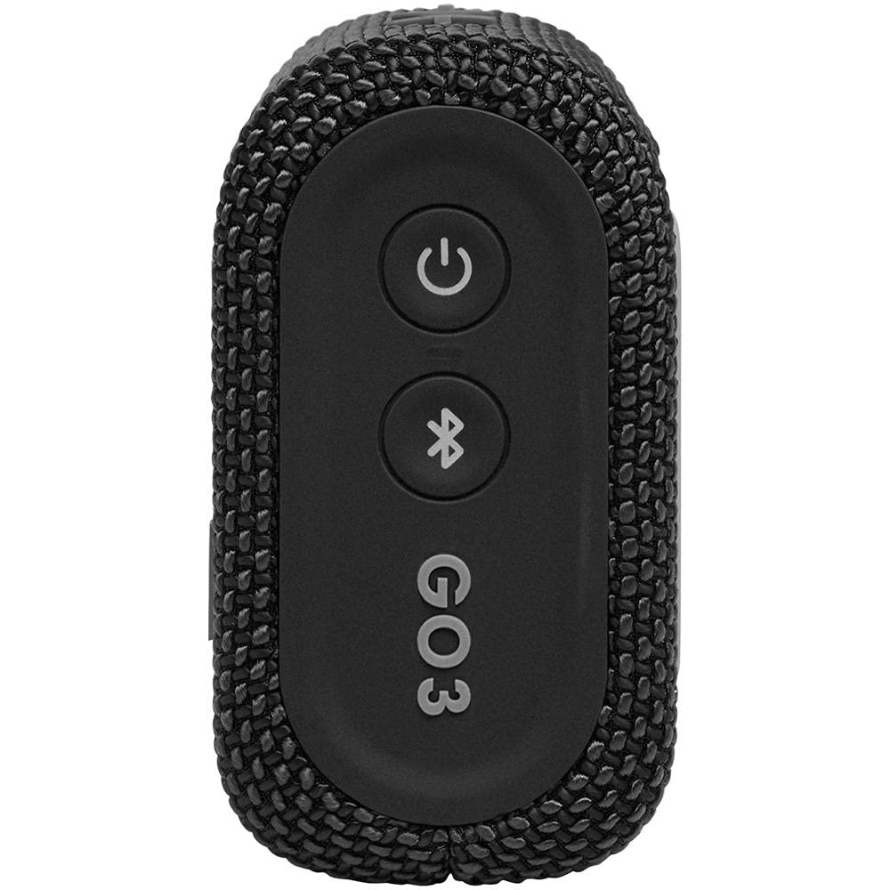 JBL Go 3 Wireless Portable Bluetooth Mini Speaker, Small Speaker with Pro Sound, Vibrant Colors with Rugged Fabric Design, Lightweight IP67 Waterproof, Type C Interface (Without Mic, Black) - View 3