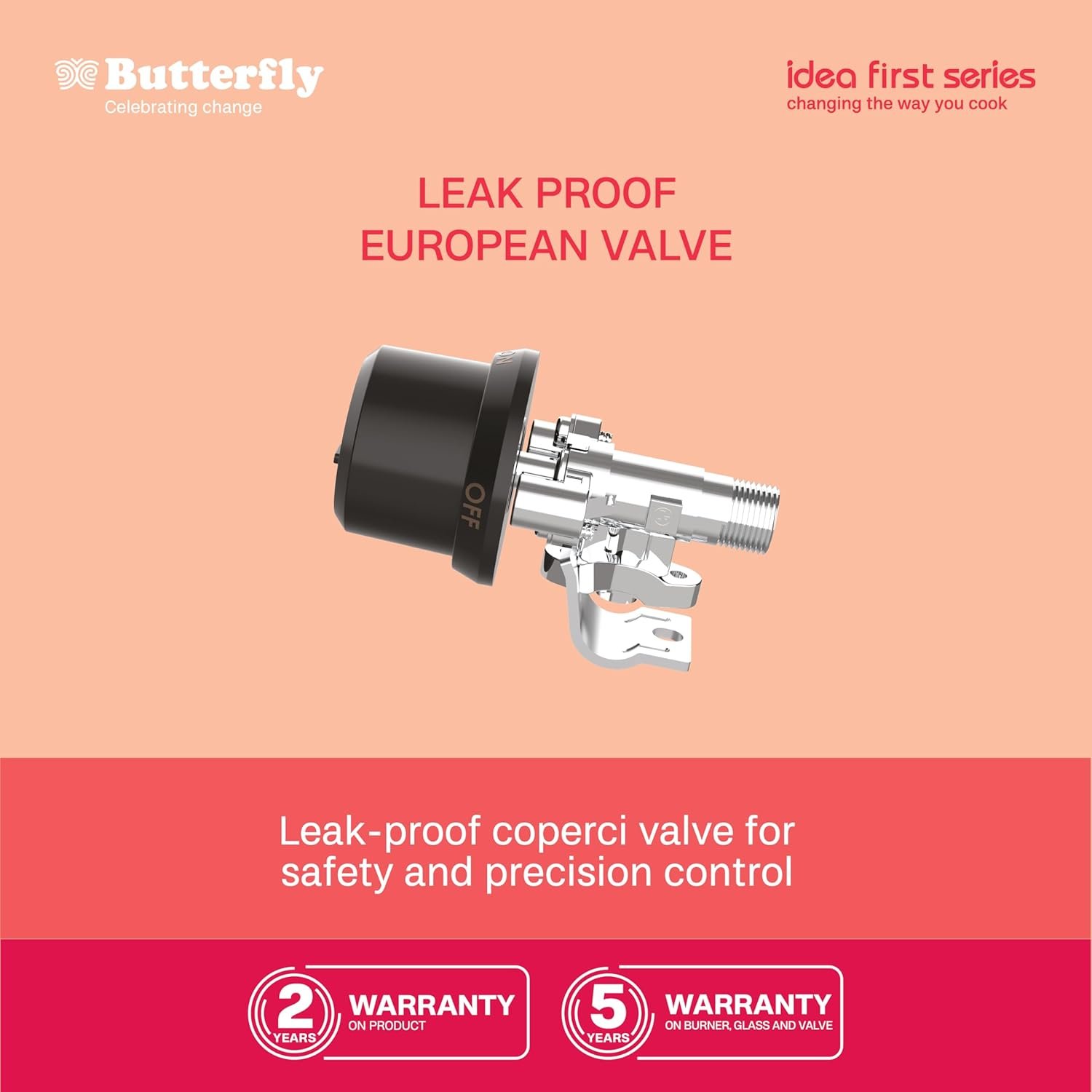 Butterfly Renz 3 Burner 3 Star Glass Top Gas Stove | Fan shield | Leak Proof European Valve | Rust Resistant Frame | Patented Lift Lock | 8mm Tempered Designer Glass | 2 Years Product Warranty - View 5