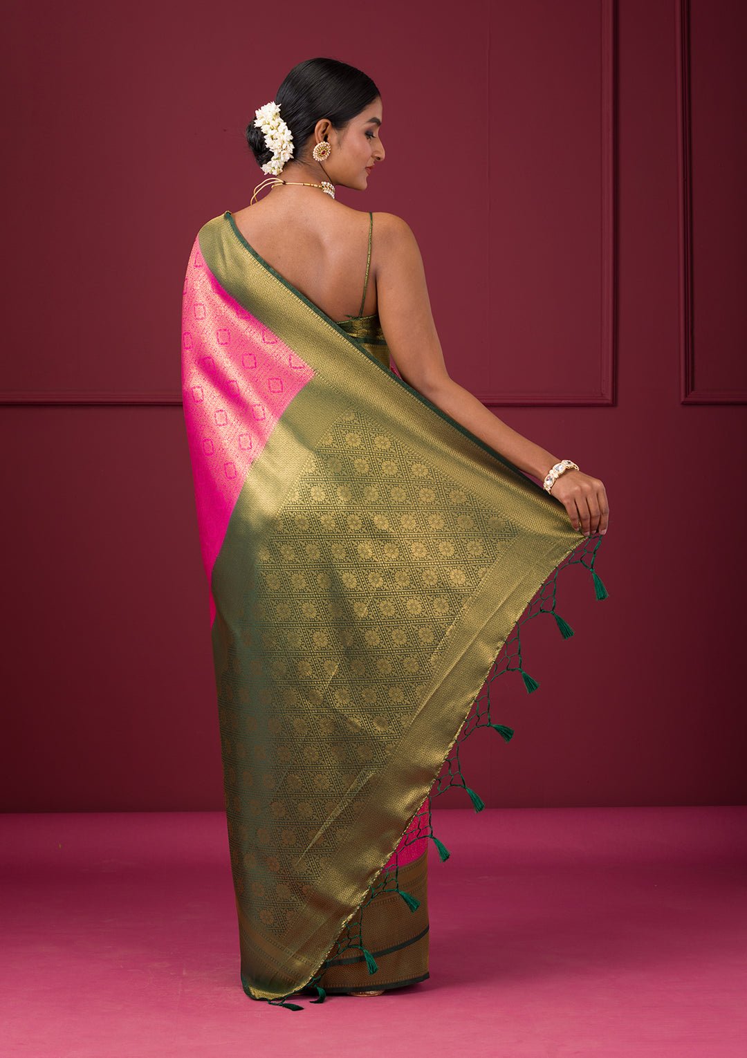 Pink Zariwork Soft Silk Saree - View 8
