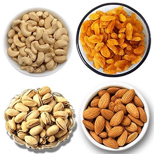 (4KG - 1Kg*4) Organic Purify Dry Fruits Combo Pack of 4 - (Almonds, Cashews, Pistachios, Raisins) - Healthy Dry Fruit Snacks | Tasty &amp; Delicious, Rich in Protein | High in Protein, Fiber &amp; Boost Immunity | Real Nuts | Gluten-Free | Super Healthy Nuts