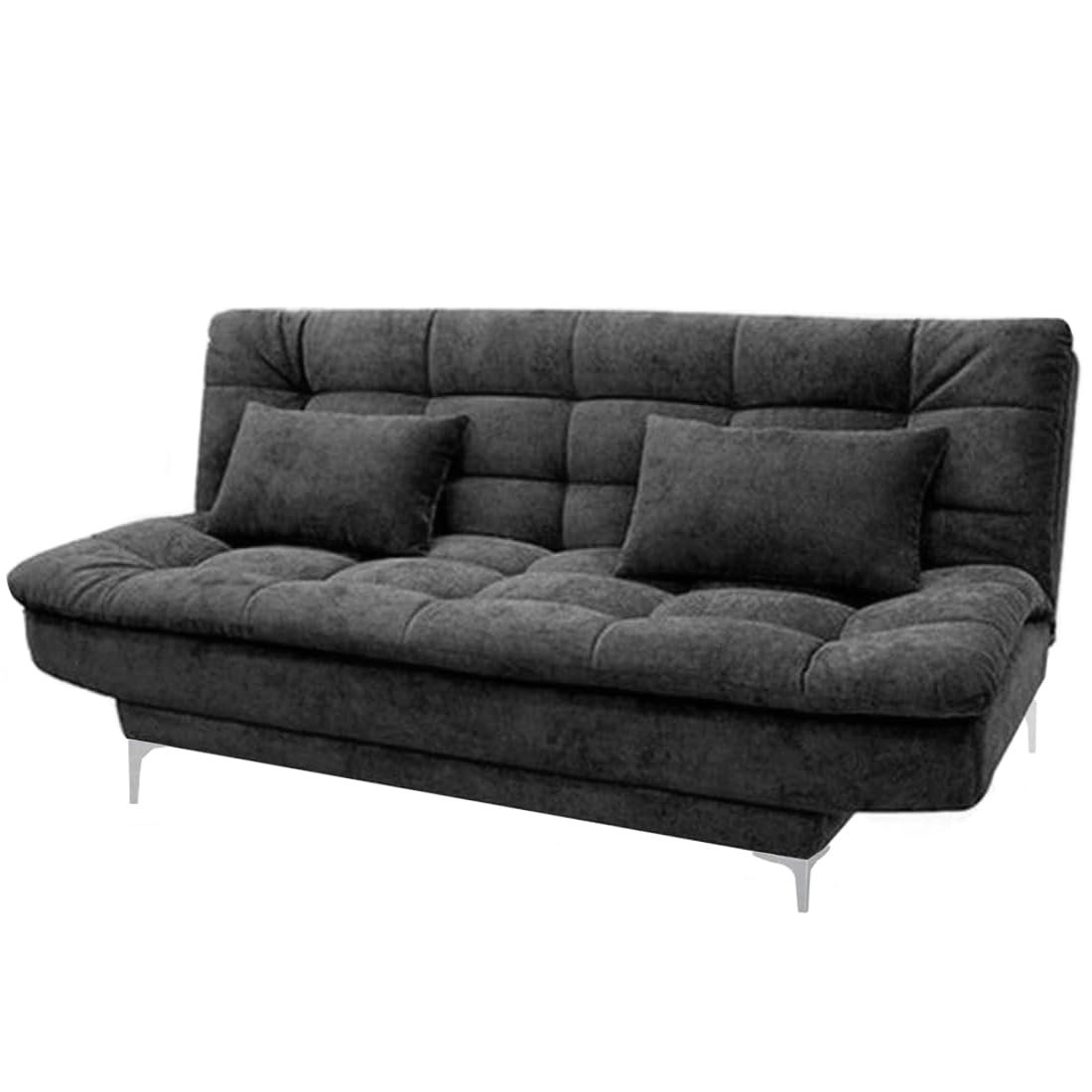 FURNY Supersoft 3 Seater Fabric Sofa Cum Bed Set (Dark Grey)